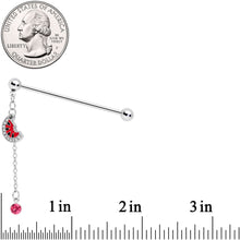 将图片加载到图库查看器，14G Clear Pink Gem Watermelon Chain Dangle Industrial Barbell 38mm
