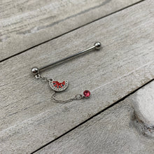 将图片加载到图库查看器，14G Clear Pink Gem Watermelon Chain Dangle Industrial Barbell 38mm
