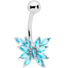 将图片加载到图库查看器，Aqua CZ Gem Stylized Butterfly Belly Ring
