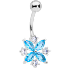 Load image into Gallery viewer, Aqua Clear CZ Gem Star Burst Belly Ring
