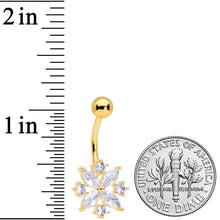 将图片加载到图库查看器，Clear CZ Gem Gold Tone Star Burst Belly Ring
