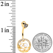 Load image into Gallery viewer, Clear Gem Gold Tone Chick Basket of Eggs Belly Ring
