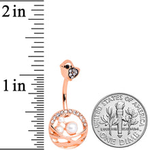 Load image into Gallery viewer, Clear Gem Rose Gold Tone Chick Basket of Eggs Belly Ring

