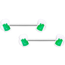 Load image into Gallery viewer, 14G 9/16 Green Beer St Patricks Horseshoe Barbell Nipple Set of 4
