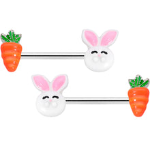 Load image into Gallery viewer, 14G 9/16 Carrot Easter Bunny Barbell Nipple Ring Set
