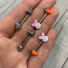 Load image into Gallery viewer, 14G 9/16 Clear Gem Easter Chick Nipple Ring Set
