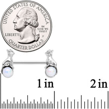 Load image into Gallery viewer, 14G 9/16 Aurora Orb Baby Bear Barbell Nipple Ring Set
