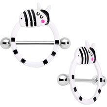 Load image into Gallery viewer, 14G 5/8 Zany Zebra Nipple Shield Set
