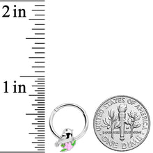 Load image into Gallery viewer, 16G 3/8 Bird Pink Flower Hinged Segment Ring
