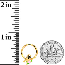 Load image into Gallery viewer, 16G 3/8 Gold Tone Bird Pink Flower Hinged Segment Ring
