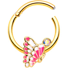 将图片加载到图库查看器，16G 3/8 Aurora Gem Gold Tone Butterfly Hinged Segment Ring

