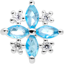 Load image into Gallery viewer, 16G 1/4 Clear Aqua CZ Gem Star Burst Cartilage Tragus
