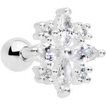 Load image into Gallery viewer, 16G 1/4 Clear CZ Gem Star Burst Cartilage Tragus
