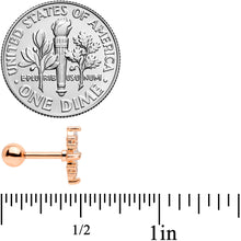 Load image into Gallery viewer, 16G 1/4 Clear CZ Gem Rose Gold Tone Star Burst Cartilage Tragus
