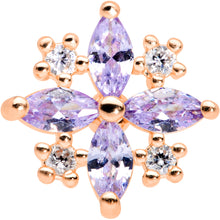 Load image into Gallery viewer, 16G 1/4 Purple CZ Gem Rose Gold Tone Star Burst Cartilage Tragus
