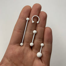 将图片加载到图库查看器，16G 3/8 White Matte Horseshoe Circular Barbell
