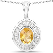 将图片加载到图库查看器，4.18 Carat Genuine Citrine and White Topaz .925 Sterling Silver Pendant
