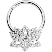 Load image into Gallery viewer, 16G 3/8 Clear CZ Gem Lotus Flower Hinged Segment Ring
