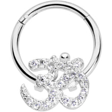 将图片加载到图库查看器，16G 3/8 Clear CZ Gem Amazing Om Hinged Segment Ring
