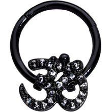 Load image into Gallery viewer, 16G 3/8 Clear CZ Gem Black Amazing Om Hinged Segment Ring
