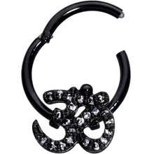Load image into Gallery viewer, 16G 3/8 Clear CZ Gem Black Amazing Om Hinged Segment Ring
