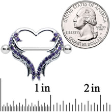 Load image into Gallery viewer, 14G 3/4 Dark Purple Gem Rock and Roll Heart Nipple Shield Set

