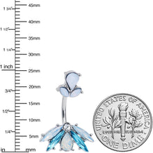 Load image into Gallery viewer, Blue White Faux Opal Baroque Beauty Double Mount Belly Ring
