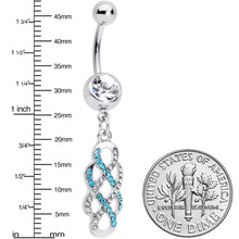 Load image into Gallery viewer, Clear Blue Gem Celtic Knot Dangle Belly Ring
