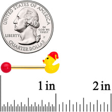Load image into Gallery viewer, 14G 5/8 Gold Tone Sleepy Duck Barbell Nipple Ring Set
