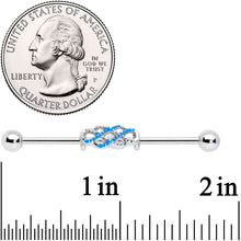 Load image into Gallery viewer, 14G Clear Gem Blue Celtic Knot Industrial Barbell 38mm
