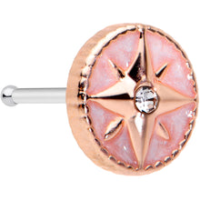 Load image into Gallery viewer, 20G 7.5mm Clear Gem Rose Gold Tone Sailors Compass Nose Bone
