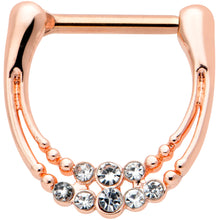 Load image into Gallery viewer, 16G 5/16 Clear Gem Rose Gold Tone Double Strand Cartilage Clicker
