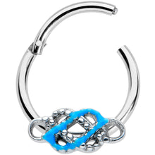 将图片加载到图库查看器，16G 5/16 Celtic Knot Blue Hinged Segment Ring
