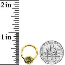 Load image into Gallery viewer, 16G 3/8 Gold Tone Sunflower Butterfly Hinged Segment Ring
