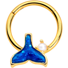 Load image into Gallery viewer, 16G 3/8 Gold Tone Iridescent Mermaid Tail Hinged Segment Ring

