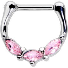 Load image into Gallery viewer, 16G 5/16 Pink Gem Oval Trio Cartilage Clicker
