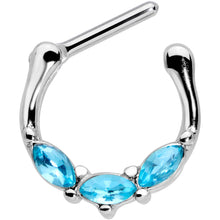 Load image into Gallery viewer, 16G 5/16 Aqua Gem Oval Trio Cartilage Clicker
