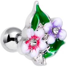 Load image into Gallery viewer, 16G 1/4 Clear Gem Fanciful Flowers Cartilage Tragus Earring
