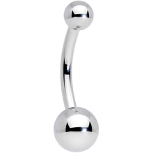 Load image into Gallery viewer, 14G 3/8 Grade 23 Small Ball Titanium Belly Ring Curved Barbell

