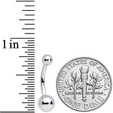 Load image into Gallery viewer, 14G 3/8 Grade 23 Small Ball Titanium Belly Ring Curved Barbell
