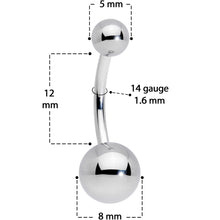 Load image into Gallery viewer, 14G 7/16 Grade 23 Titanium Belly Ring Curved Barbell
