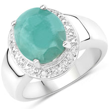 将图片加载到图库查看器，4.72 Carat Genuine Emerald and White Diamond .925 Sterling Silver Ring
