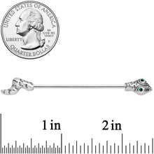 Load image into Gallery viewer, 14G Green Gem Tribal Snake Industrial Barbell 38mm
