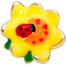 Load image into Gallery viewer, 16G 1/4 Gold Tone Sunny Flower Ladybug Cartilage Tragus
