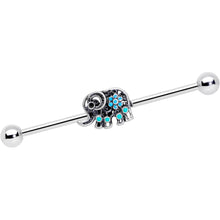 Load image into Gallery viewer, 14G Aqua Orb Curvy Elephant Industrial Barbell 38mm
