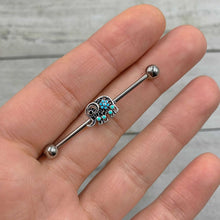 Load image into Gallery viewer, 14G Aqua Orb Curvy Elephant Industrial Barbell 38mm
