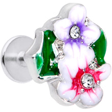 Load image into Gallery viewer, 16G 5/16 Clear Gem Fanciful Flowers Labret Monroe Tragus
