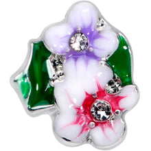 Load image into Gallery viewer, 16G 5/16 Clear Gem Fanciful Flowers Labret Monroe Tragus
