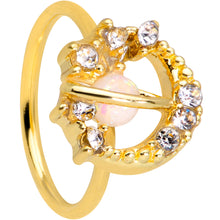 Load image into Gallery viewer, 20G 5/16 Clear Gem Gold Tone Saturn Moon Nose Hoop
