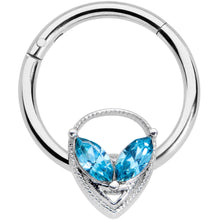 Load image into Gallery viewer, 16G 3/8 Aqua Gem Alien Hinged Circular Ring

